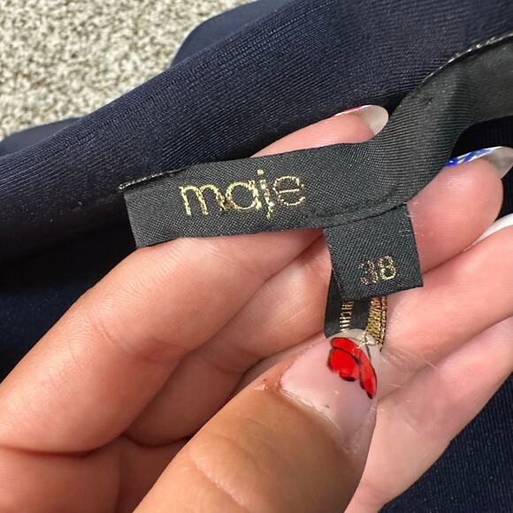 MAJE Women's Gourmand Neoprene Ruffled Mini Skirt Size 38/ US M In Navy - Picture 3 of 9